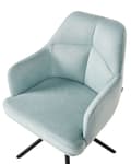 Miniatyrbilde 7 av 11: Sett med 2 Spisestoler Mintgrønt Stoff med Armer Quiltet Rygg Svart Metall Ben Retro Transitional