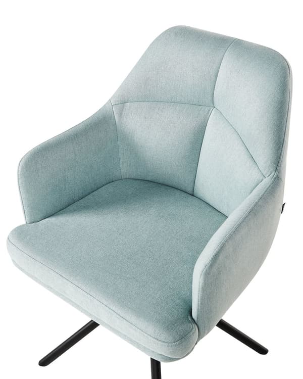 Sett med 2 Spisestoler Mintgrønt Stoff med Armer Quiltet Rygg Svart Metall Ben Retro Transitional