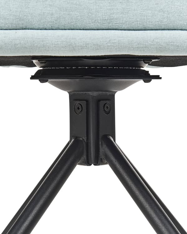 Sett med 2 Spisestoler Mintgrønt Stoff med Armer Quiltet Rygg Svart Metall Ben Retro Transitional