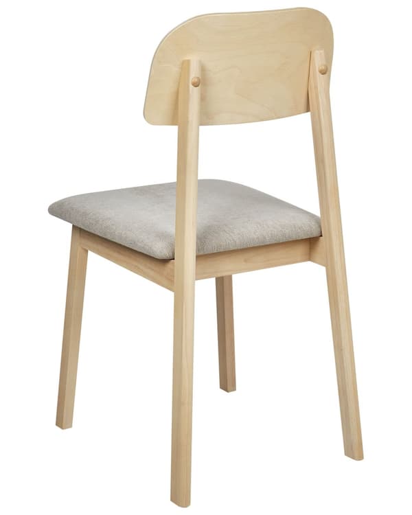 Sett med 2 spisestoler Lyst tre Taupe Ramme i gummitre Seter i polyesterstoff Uten armlener Retro design Spisestue Kjøkken