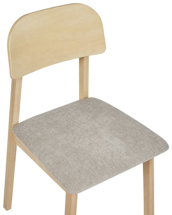Sett med 2 spisestoler Lyst tre Taupe Ramme i gummitre Seter i polyesterstoff Uten armlener Retro design Spisestue Kjøkken