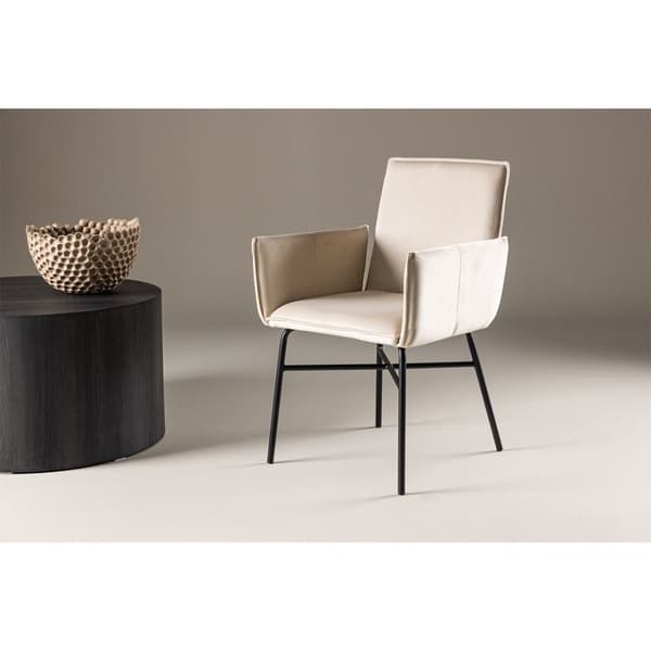 Petra matstol med armstöd sammet beige.