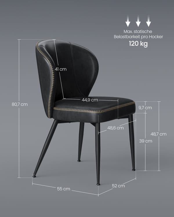 Rootz EKHO Collection - Spisestuestole - Køkkenstole - Elegant design - 45cm x 50cm x 85cm