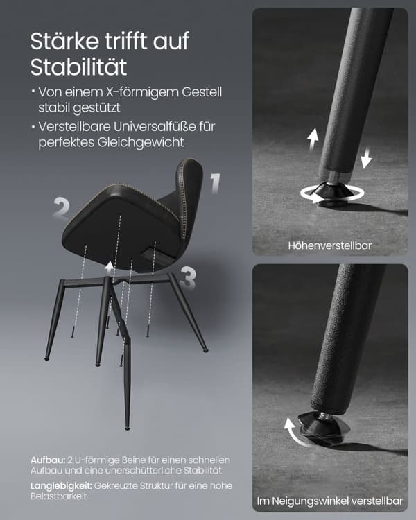 Rootz EKHO Collection - Spisestuestole - Køkkenstole - Elegant design - 45cm x 50cm x 85cm