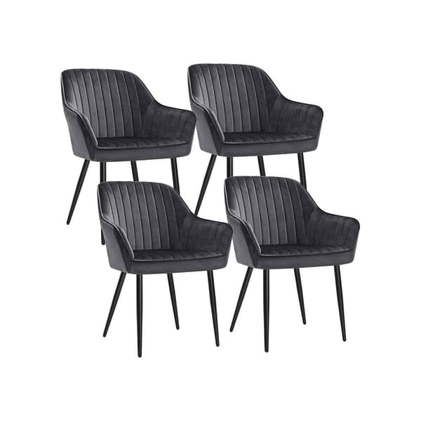 Rootz-setti 4 Velvet-ruokailutuolia - Pehmustetut tuolit - Mukavat istuimet - Puiset jalat - Ergonominen muotoilu - 62,5 cm x 60 cm x 85 cm