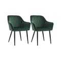 Miniatyrbillede 1 af 7: Spisestuestole - Loungestole - Sæt med 2 - Velvet polstring - Grøn