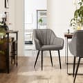 Miniatyrbillede 3 af 8: Lænestol - lounge stol - polstret spisestue stol - med armlæn - grå
