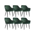 Miniatyrbillede 1 af 7: Spisestuestole - sæt af 6 - lænestole - fløjlbeklædning - med armlæn - metalben - grønt