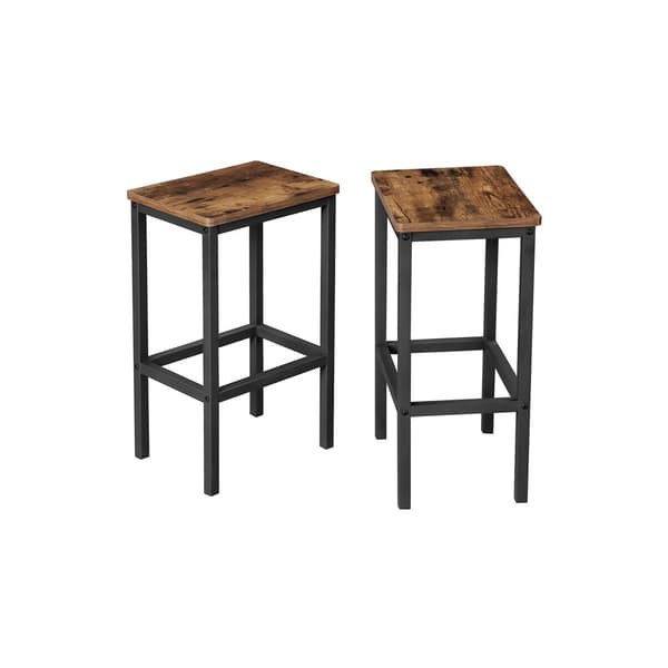 Barstole - Sæt med 2 - Stolstole med høj spisestue - Industriel design - Brun/sort