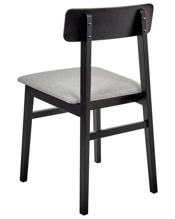 Spisebordsstol Træ Grå Sæt af 2 Spisestole Klassiske Spisestuestol Polstret Sæde Retro Design Træstole til Spisebord