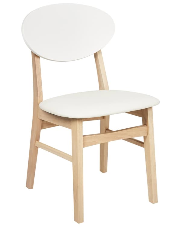 Spisebordsstol Træ Hvid Sæt af 2 Spisestole Klassiske Spisestuestol Polstret Sæde Retro Design Træstole til Spisebord