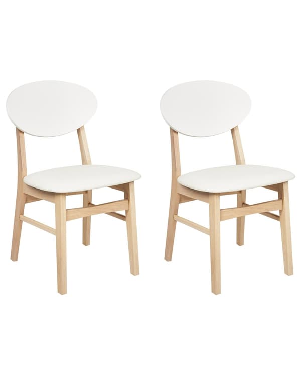 Spisebordsstol Træ Hvid Sæt af 2 Spisestole Klassiske Spisestuestol Polstret Sæde Retro Design Træstole til Spisebord