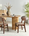 Miniatyrbillede 2 af 9: Spisebordsstol Træ Brun Sæt af 2 Spisestole Klassiske Spisestuestol Polstret Sæde Retro Design Træstole til Spisebord