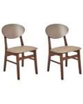 Miniatyrbillede 1 af 9: Spisebordsstol Træ Brun Sæt af 2 Spisestole Klassiske Spisestuestol Polstret Sæde Retro Design Træstole til Spisebord
