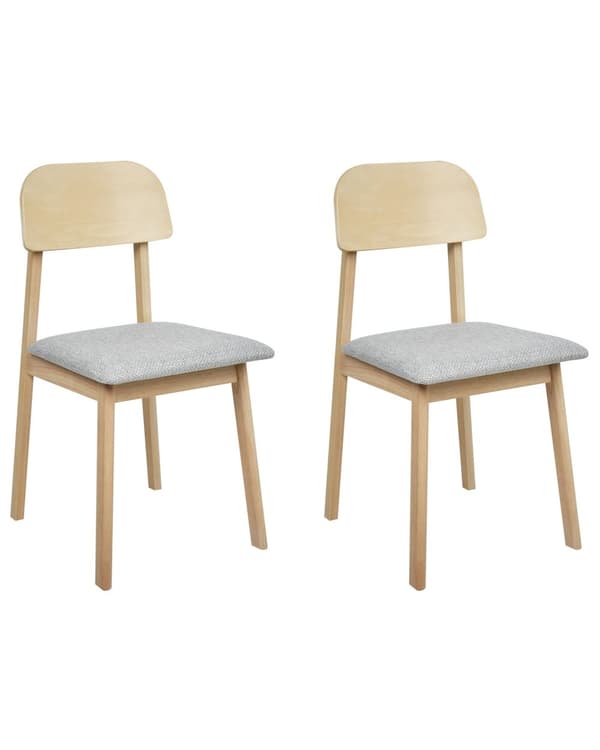 Spisebordsstol Træ Grå Sæt af 2 Spisestole Klassiske Spisestuestol Polstret Sæde Retro Design Træstole til Spisebord