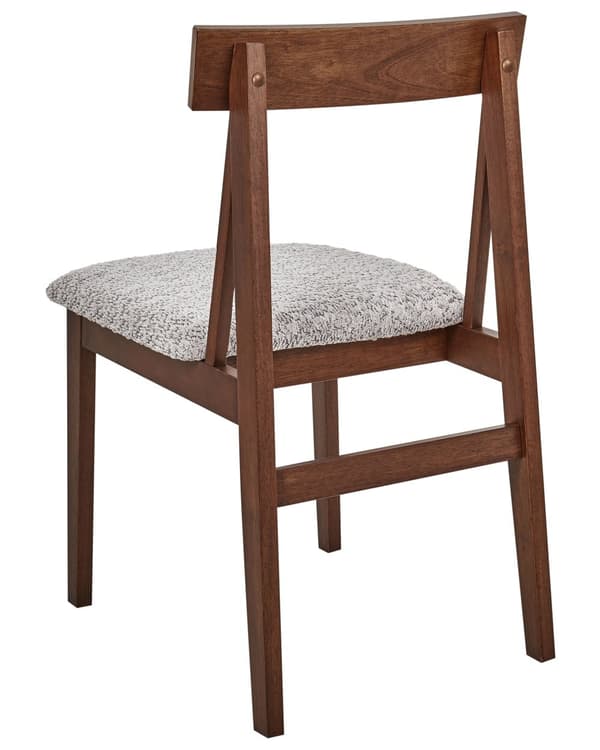 Spisebordsstol Træ Grå Boucle Sæt af 2 Spisestole Klassiske Spisestuestol Polstret Sæde Retro Design Træstole til Spisebord