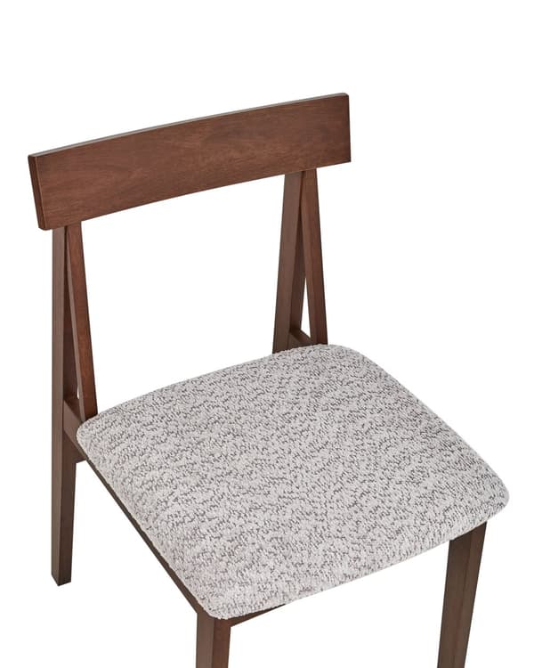 Spisebordsstol Træ Grå Boucle Sæt af 2 Spisestole Klassiske Spisestuestol Polstret Sæde Retro Design Træstole til Spisebord