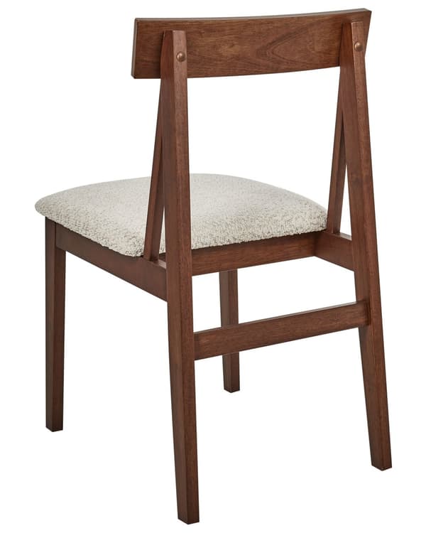 Spisebordsstol Træ Beige Boucle Sæt af 2 Spisestole Klassiske Spisestuestol Polstret Sæde Retro Design Træstole til Spisebord