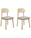 Miniatyrbillede 1 af 9: Spisebordsstol Træ Taupe Sæt af 2 Spisestole Klassiske Spisestuestol Polstret Sæde Retro Design Træstole til Spisebord