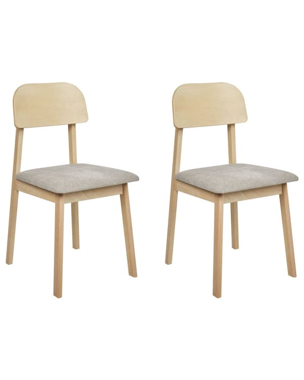 Spisebordsstol Træ Taupe Sæt af 2 Spisestole Klassiske Spisestuestol Polstret Sæde Retro Design Træstole til Spisebord