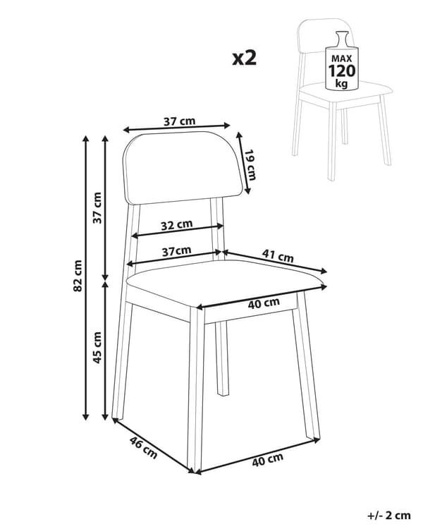 Set med 2 Matstolar Ljust Gummiträ Ljusgrå Tygsits Polyester Utan Armstöd Retrodesign Vardagsrum Sovrum