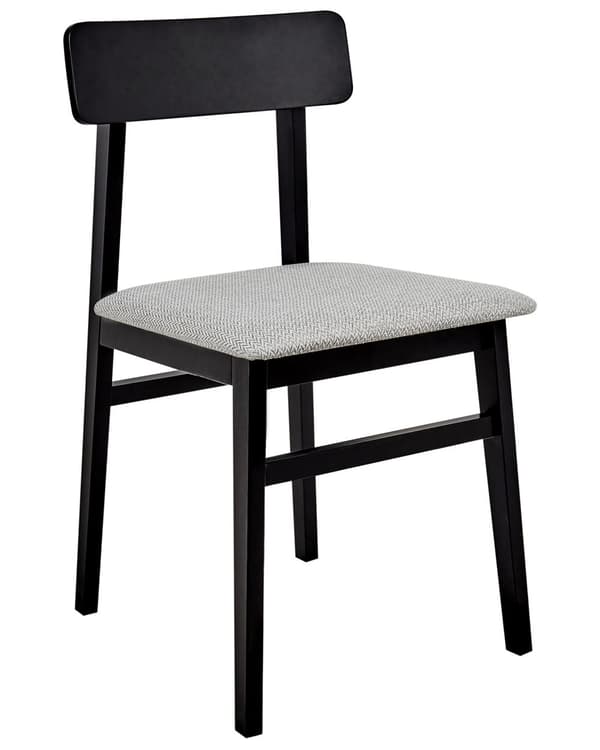 Uppsättning med 2 Matstolar Gummiträ Svart Ljusgrå Sits i Polyestertyg Utan Armstöd Retro Design Matrum Kök