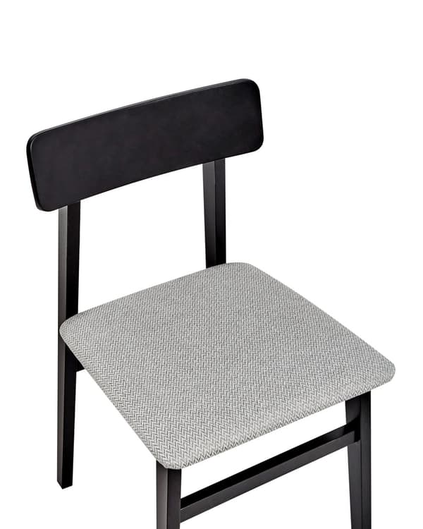Uppsättning med 2 Matstolar Gummiträ Svart Ljusgrå Sits i Polyestertyg Utan Armstöd Retro Design Matrum Kök
