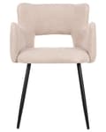 Miniatyrbilde 5 av 11: Sett med 2 Stoler Spisestuestol Beige Teddy Boucle med Armlener Utskåret Rygg Svart Metallben