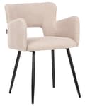 Miniatyrbilde 6 av 11: Sett med 2 Stoler Spisestuestol Beige Teddy Boucle med Armlener Utskåret Rygg Svart Metallben