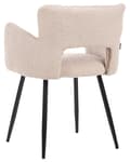 Miniatyrbilde 7 av 11: Sett med 2 Stoler Spisestuestol Beige Teddy Boucle med Armlener Utskåret Rygg Svart Metallben