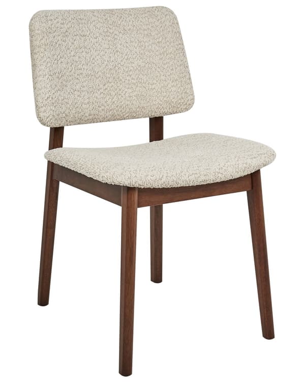 Set med 2 Matstolar Ljust Gummiträ Off-White Bouclé Sits Armless Retro Design