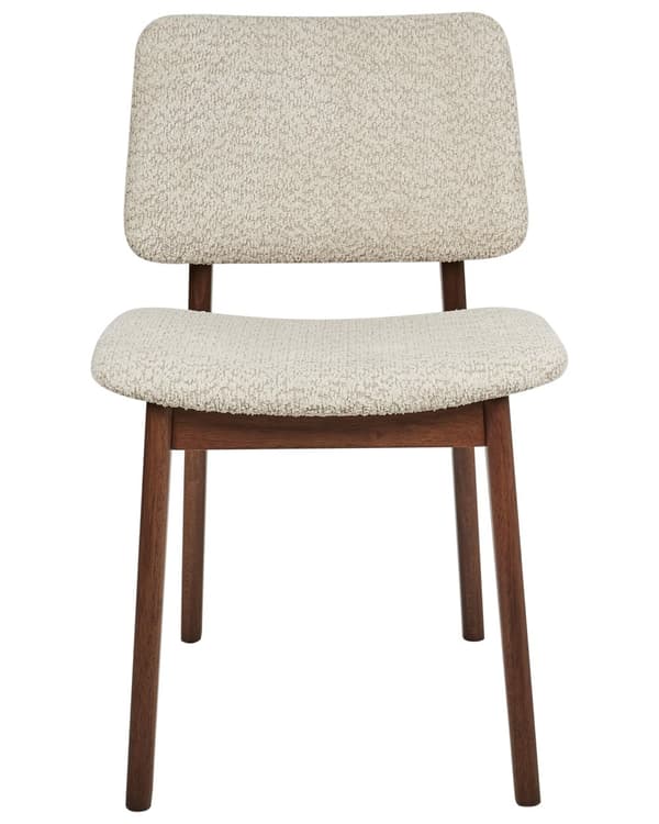Set med 2 Matstolar Ljust Gummiträ Off-White Bouclé Sits Armless Retro Design