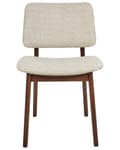 Miniatyrbild 5 av 9: Set med 2 Matstolar Ljust Gummiträ Off-White Bouclé Sits Armless Retro Design
