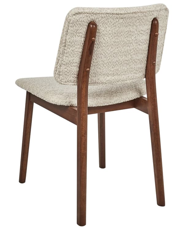 Set med 2 Matstolar Ljust Gummiträ Off-White Bouclé Sits Armless Retro Design