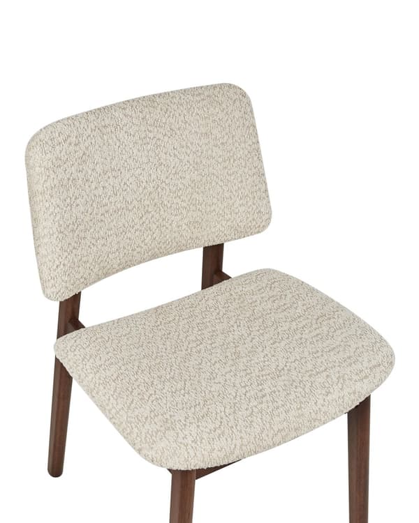 Set med 2 Matstolar Ljust Gummiträ Off-White Bouclé Sits Armless Retro Design