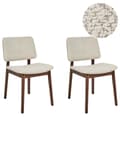 Miniatyrbild 1 av 9: Set med 2 Matstolar Ljust Gummiträ Off-White Bouclé Sits Armless Retro Design