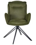 Miniatyrbillede 4 af 11: Spisebordsstole Grøn Polyester Sæt af 2 Stof Polstrede Spisestue Stole med Drejefunktion Spisestole med Armlæn Behagelige Design
