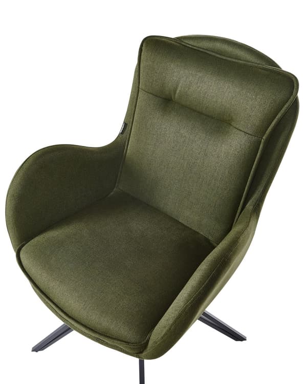 Spisebordsstole Grøn Polyester Sæt af 2 Stof Polstrede Spisestue Stole med Drejefunktion Spisestole med Armlæn Behagelige Design
