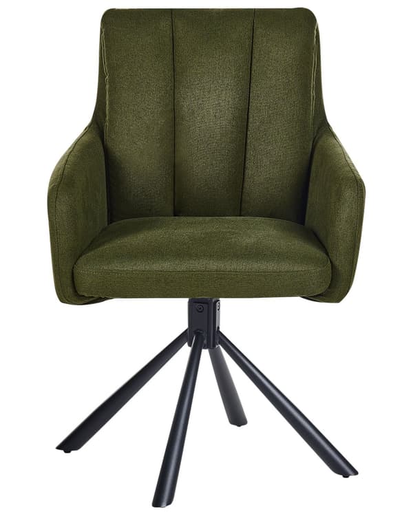 Spisebordsstole Grøn Polyester Sæt af 2 Stof Polstrede Spisestue Stole med Drejefunktion Spisestole med Armlæn Behagelige Design