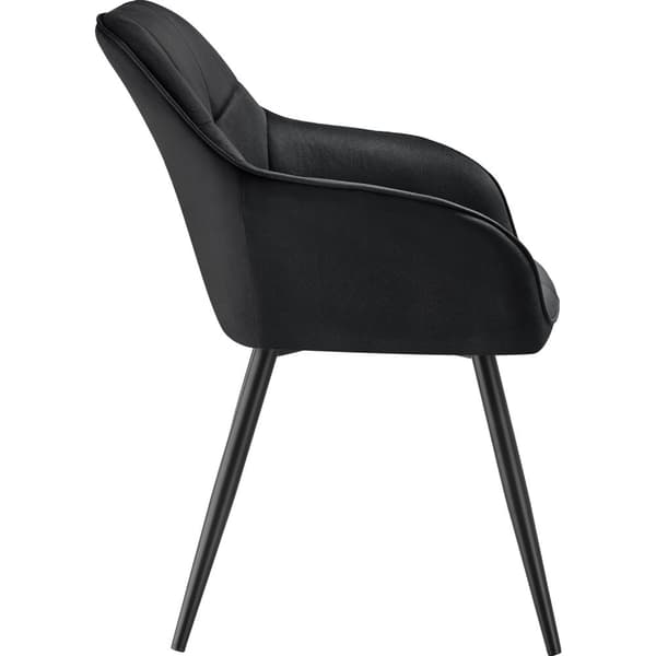 Stol Marilyn, velour, quiltet - sort/sort,Sæt med 2 stk.