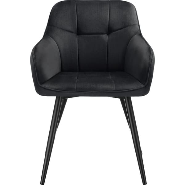 Stol Marilyn, velour, quiltet - sort/sort,Sæt med 2 stk.