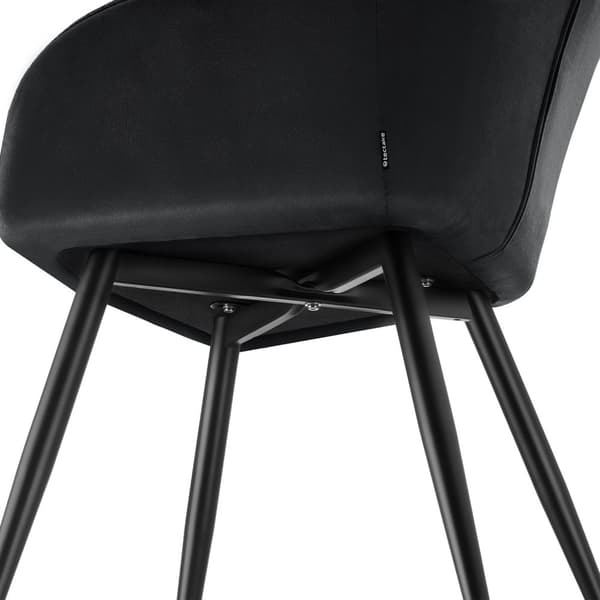 Stol Marilyn, velour, quiltet - sort/sort,Sæt med 2 stk.