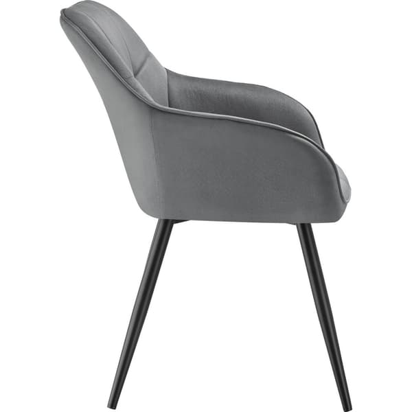 Stol Marilyn, velour, quiltet - grå/sort,Sæt med 2 stk.