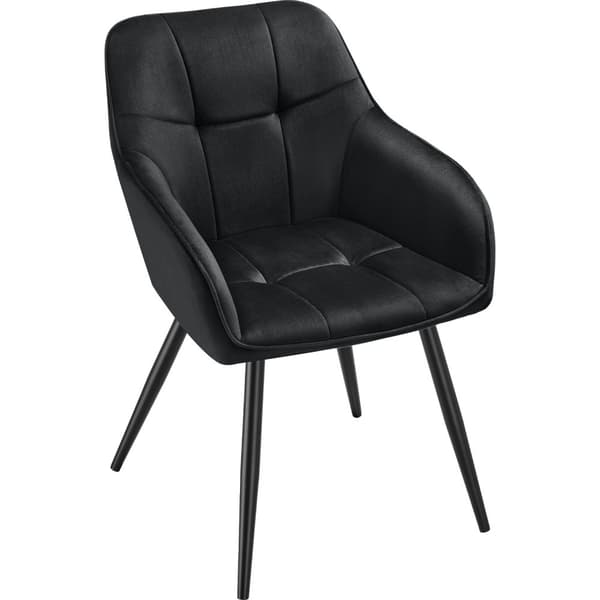 Stol Marilyn, velour, quiltet - sort/sort,Sæt med 4 stk.