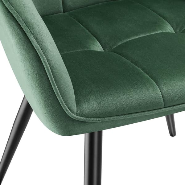 Stol Marilyn, velour, quiltet - mørkegrøn/sort,pr. stk.