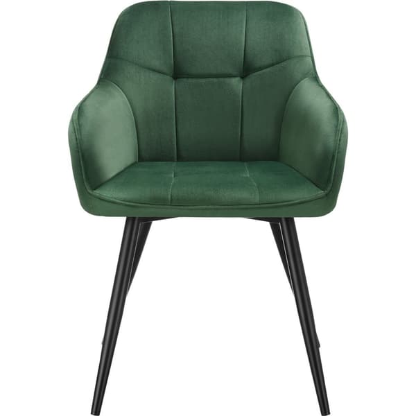 Stol Marilyn, velour, quiltet - mørkegrøn/sort,Sæt med 4 stk.