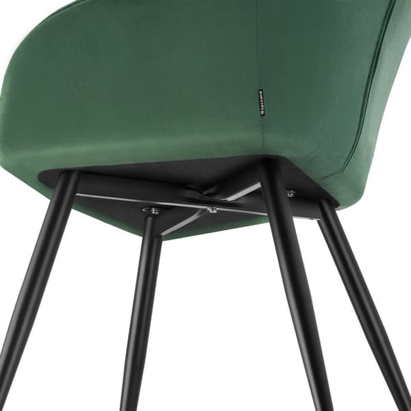 Stol Marilyn, velour, quiltet - mørkegrøn/sort,Sæt med 4 stk.