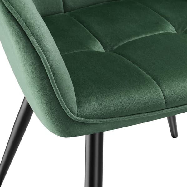 Stol Marilyn, velour, quiltet - mørkegrøn/sort,Sæt med 4 stk.