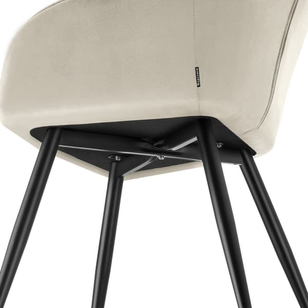 Stol Marilyn, velour, quiltet - creme/sort,pr. stk.