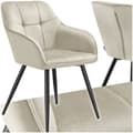 Miniatyrbillede 1 af 10: Stol Marilyn, velour, quiltet - creme/sort,pr. stk.